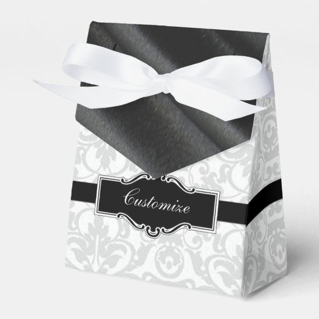 Personalisiertes Weiß und Schwarz Damaskus - Zelt  Geschenkschachtel (Vorderseite)