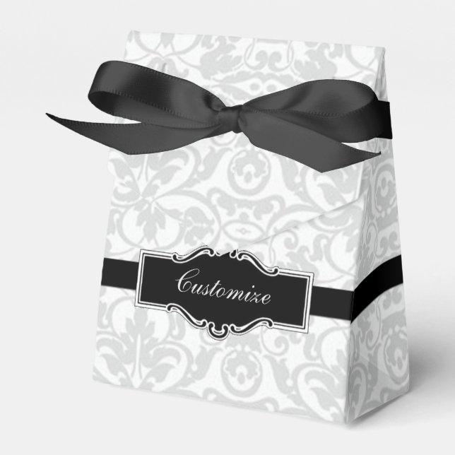 Personalisiertes Weiß und Schwarz Damaskus - Zelt  Geschenkschachtel (Vorderseite)