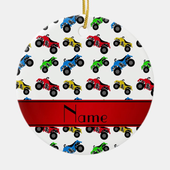 Personalisiertes weißes atv Namensmuster Keramik Ornament (Vorne)
