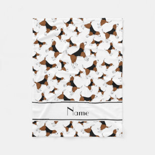 Personalisiertes weißes Beaglehundenamensmuster Fleecedecke