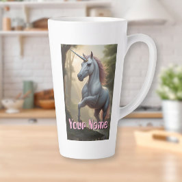 Personalisiertes Weißes Einhorn im Wald Milchtasse