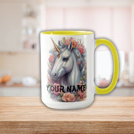 Personalisiertes Weißes Einhornportrait Tasse