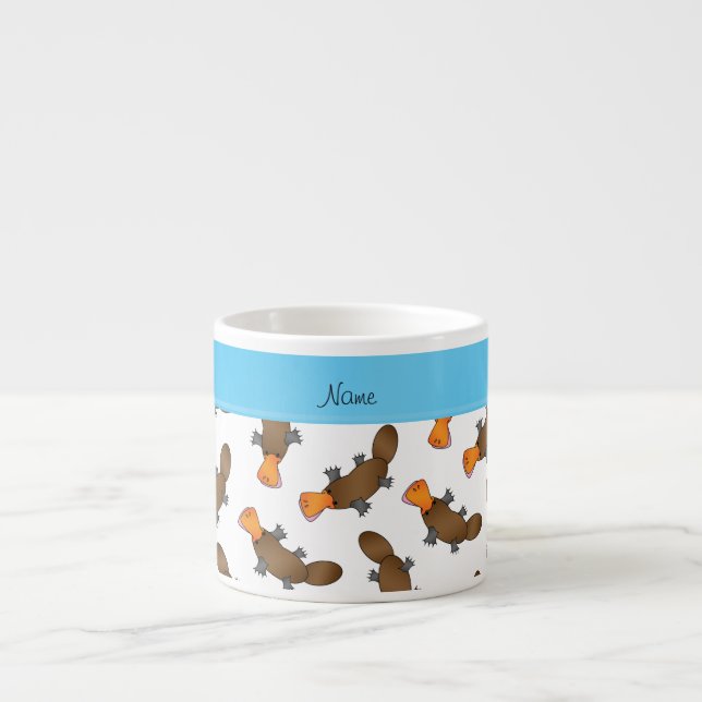 Personalisiertes weißes platypus Namensmuster Espressotasse (Vorderseite)