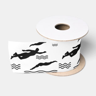 Personalisiertes weißes Schwimmennamensmuster Satinband