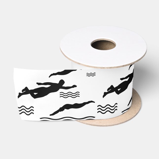 Personalisiertes weißes Schwimmennamensmuster Satinband (Spule)
