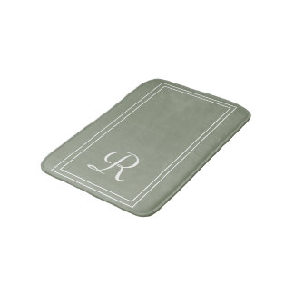 Personalisiertes weißes Streifen-Monogramm Badematte