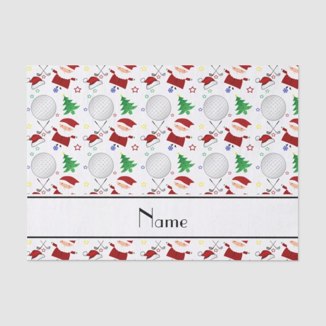 Personalisiertes weißes Weihnachtsnamensgolf Seidenpapier (Vorderseite)