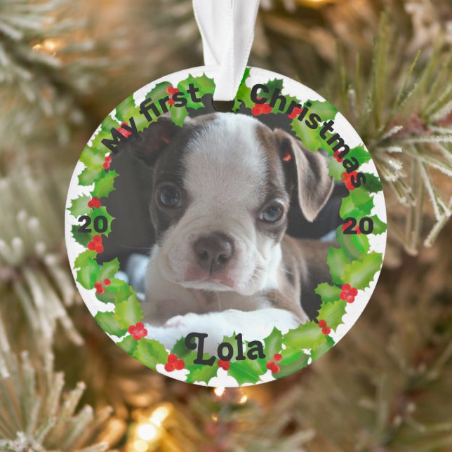Personalisiertes Welpe's erstes Foto zu Weihnachte Ornament (Baum)