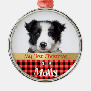 Personalisiertes Welpe's erstes Foto zu Weihnachte Ornament Aus Metall