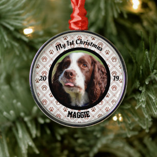 Personalisiertes Welpe's erstes Foto zu Weihnachte Ornament Aus Metall