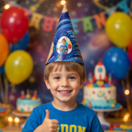 Personalisiertes Weltraum-Galaxie-Foto zum Geburts Partyhütchen