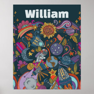 Personalisiertes Weltraumnamensposter für Kinder  Poster