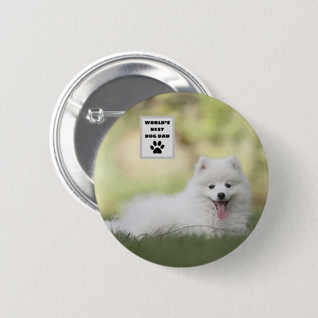 Personalisiertes, weltweit bester Hund-Vater-Custo Button (Vorne & Hinten)