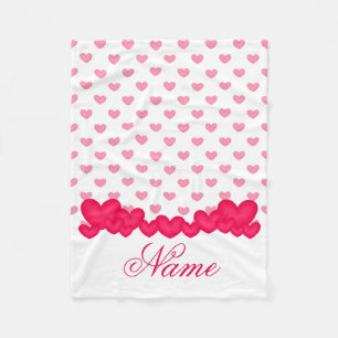 Personalisiertes wenig Baby-Mädchen-Rosa-Weiß-He Fleecedecke