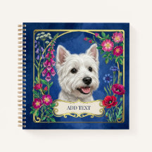 Personalisiertes West Highland Dog blaues Notizbuc