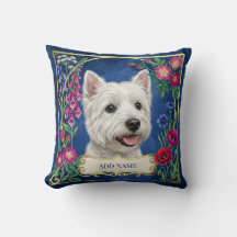Personalisiertes West Highland Dog Blue Blumenkiss