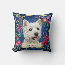 Personalisiertes West Highland Dog Blue Blumenkiss Kissen