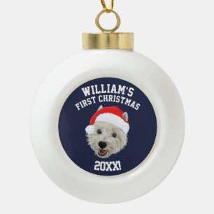Personalisiertes Westhochland-Terrier-Weihnachten Keramik Kugel-Ornament
