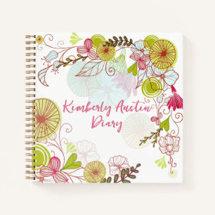 Personalisiertes Whimsical Boho Blumen Notizbuch T