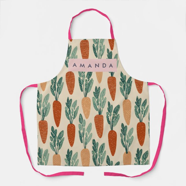 Personalisiertes Whimsical-Garten-Möhrendesign Schürze (Vorderseite)