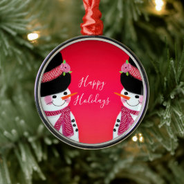 Personalisiertes Whimsical Snowman Tree Ornament Aus Metall