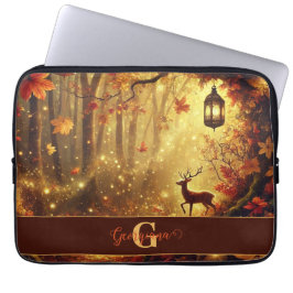 Personalisiertes Whimsisches Goldenes Waldland Laptopschutzhülle