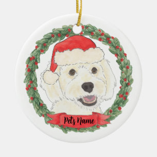 Personalisiertes White Cream Doodle Weihnachten Keramik Ornament