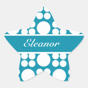 Personalisiertes White Dot Muster in Bondi Blue Stern-Aufkleber