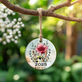 Personalisiertes Wildblumen-Kunst-Andenken-Ornamen Keramik Ornament
