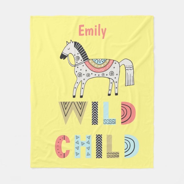 Personalisiertes Wildkinderpferd Fleecedecke (Vorderseite)