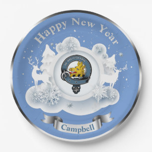 Personalisiertes Winter-Abzeichen des Campbell-Cla Pappteller