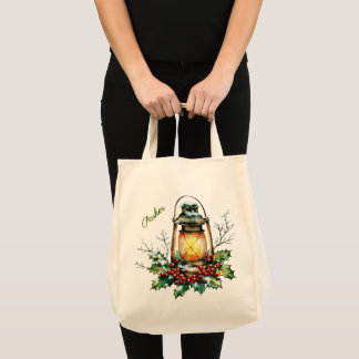 Personalisiertes Winter-Wasserfarben-Stechpalme &  Tragetasche