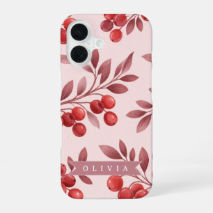 Personalisiertes Winterrotes-Beeren-Botanik-Cottag iPhone 16 Hülle