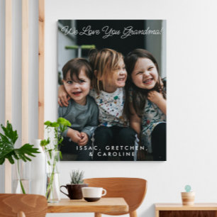 Personalisiertes Wir lieben dich Oma Foto Skript Leinwanddruck