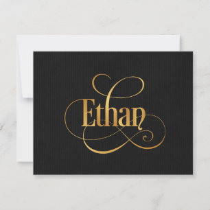 Personalisiertes Wirbles Script Ethan Gold auf Bla Einladung