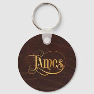 Personalisiertes Wirbles Skript-James-Gold auf Schlüsselanhänger