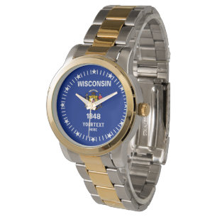 Personalisiertes Wisconsin-Flag-Design Armbanduhr