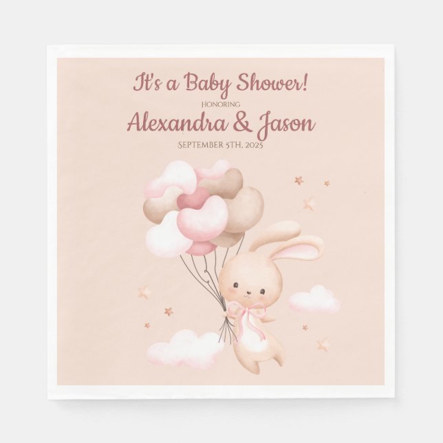 Personalisiertes Woodland Bunny Rabbit Babydusche Serviette (Vorderseite)