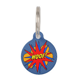 Personalisiertes Woof Comic Burst Dog Tag Haustiermarke