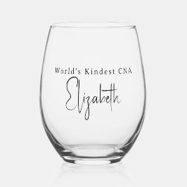 Personalisiertes „World's Kindest CNA“  Weinglas Ohne Stiel