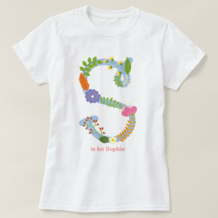 Personalisiertes wunderliches Blumen-Monogramm (S) T-Shirt