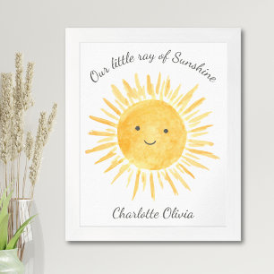 Personalisiertes Yellow Sun Boho Baby Kinderzimmer Poster