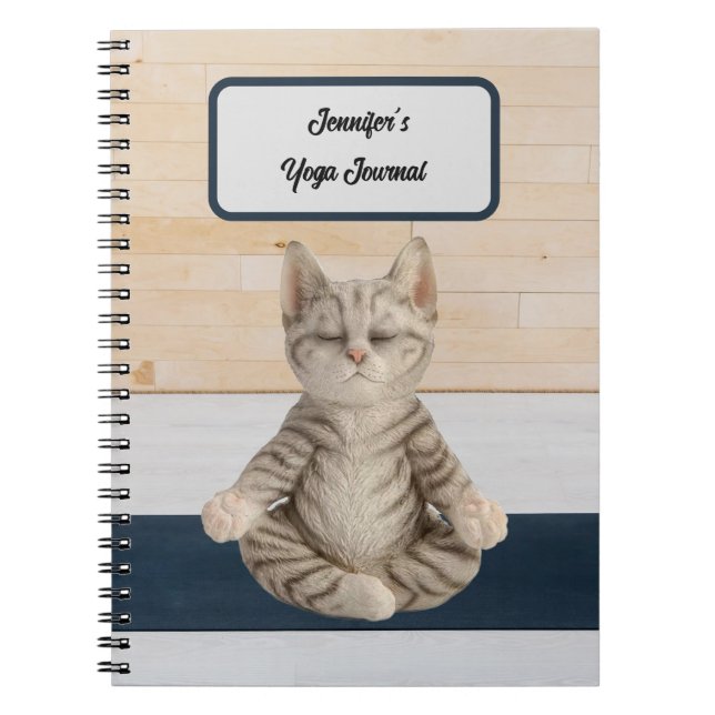 Personalisiertes Yoga Cat Journal Notizblock (Vorderseite)