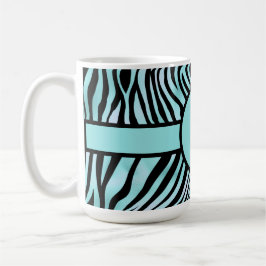 Personalisiertes Zebra Schwarz und Aquamarin Türki Kaffeetasse