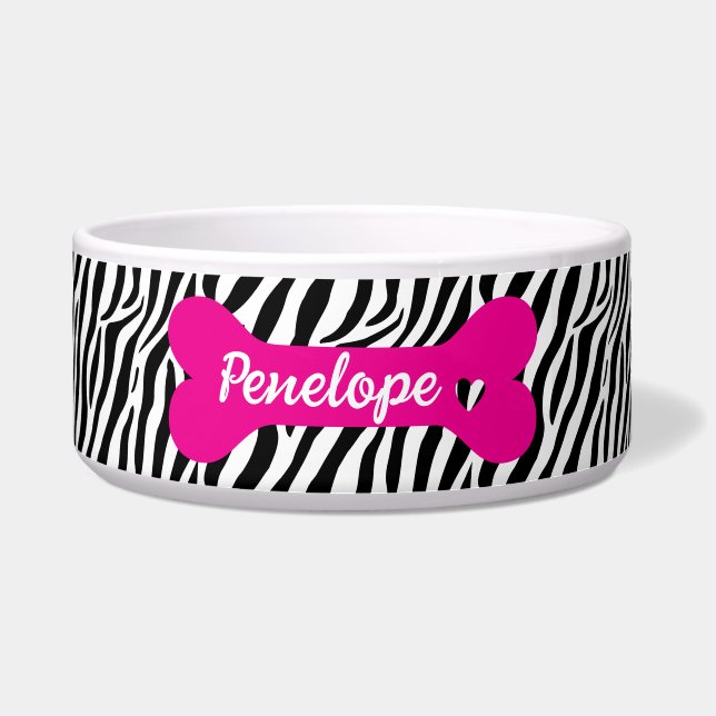 Personalisiertes Zebra-Tierdruckknochen Napf (Vorderseite)