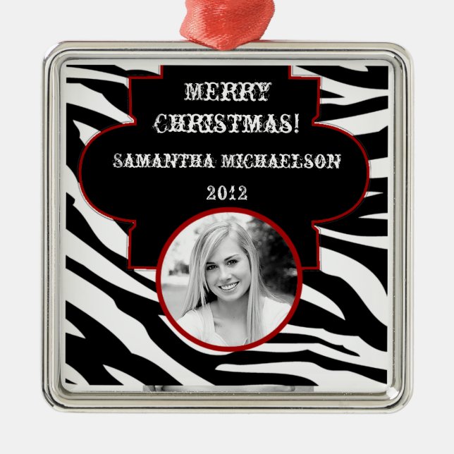 Personalisiertes Zebra-Zebra Ornament Aus Metall (Vorne)