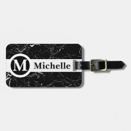 Personalisiertes Zentrum für Schwarzen Marmor Gepäckanhänger