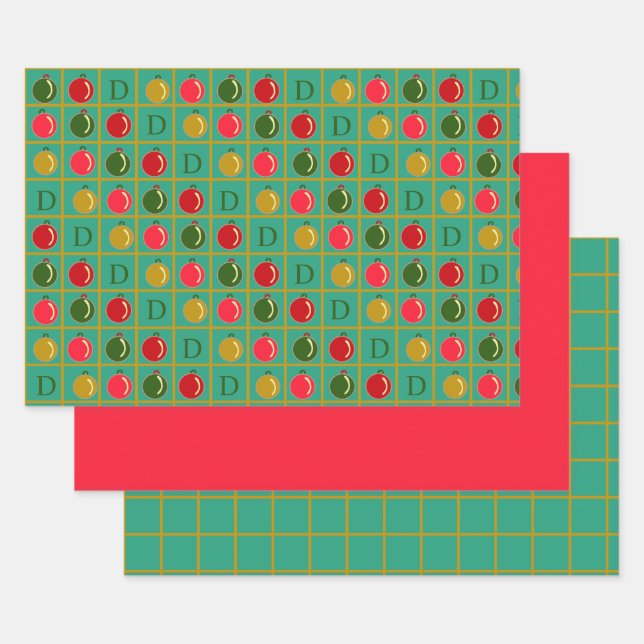 Personalisiertes Zierbingo - Rot und Grün Geschenkpapier Set (Set)