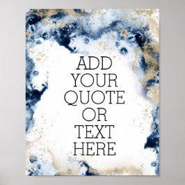 Personalisiertes Zitat-Poster in Gold und Blau Poster
