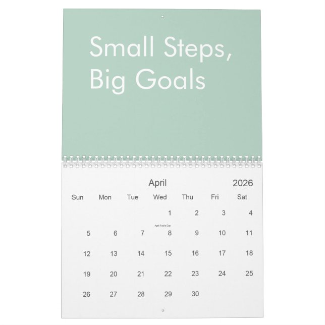 Personalisiertes Zitat von Sage Green Modernes Min Kalender (Apr 2026)